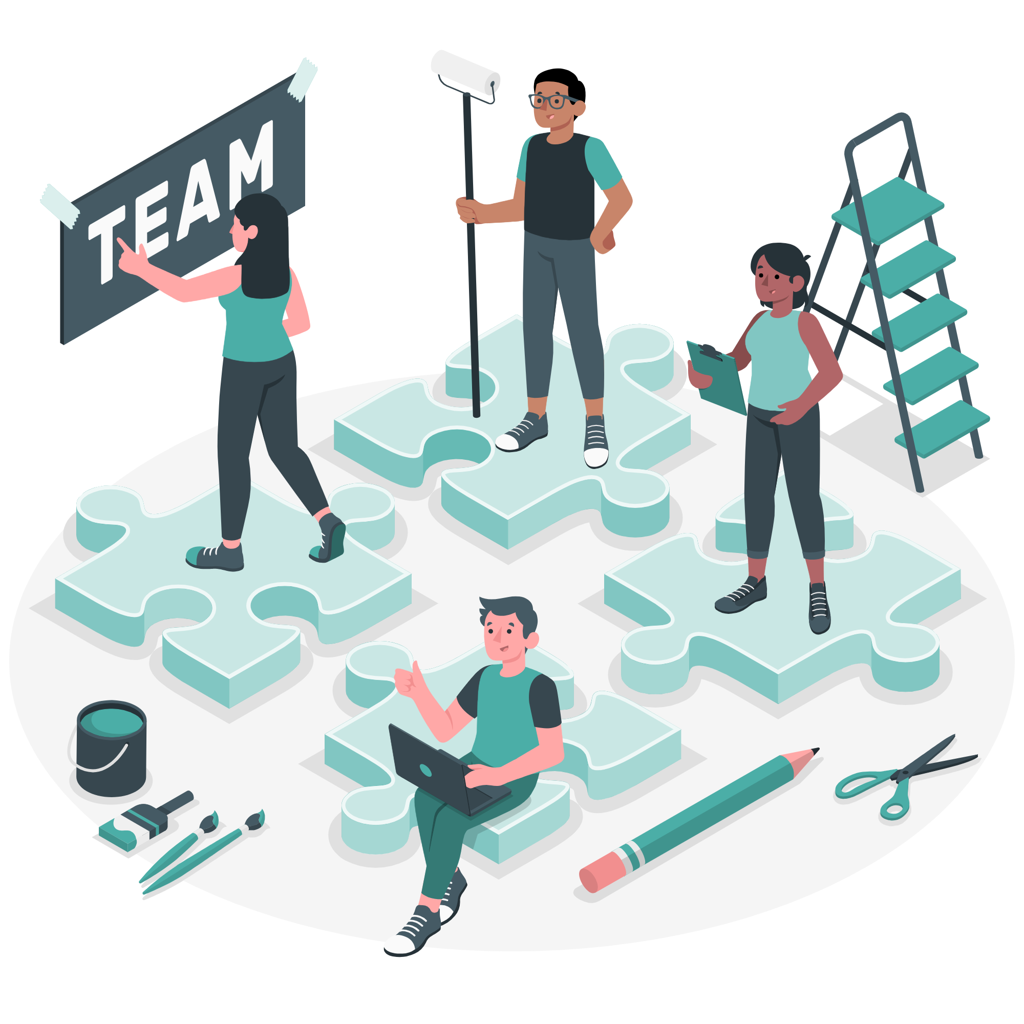 About section illustration showing IT services and company overview
